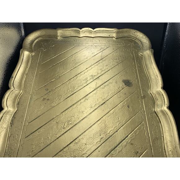 Vtg OFM Florence Italy rectangle ornate tray, serving Vanity Display 16.5”x 12.5 - Picture 2 of 11